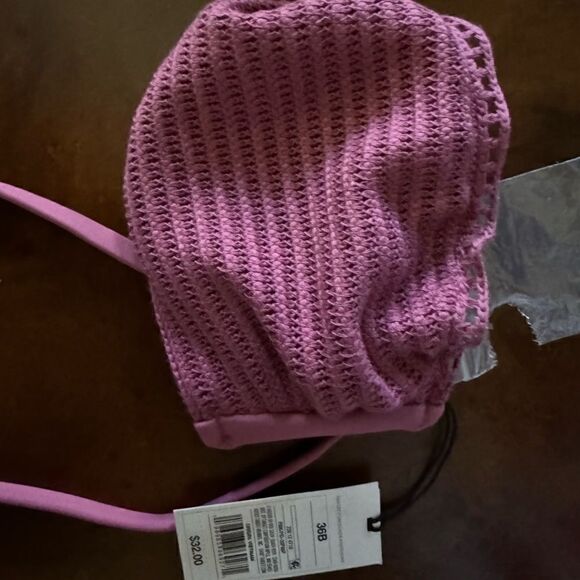 Shade & Shore Pink Women's Crochet Bandeau Bikini Top Size 36B or 36D NWT - Picture 9 of 10